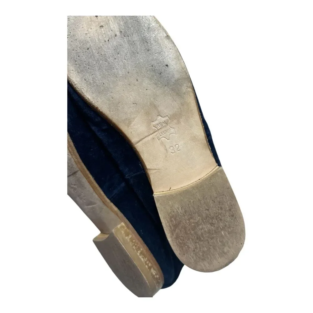 Oscar De La Renta Girls Size 32 US Size 1 Navy Blue Velvet Flats Shoes Holiday